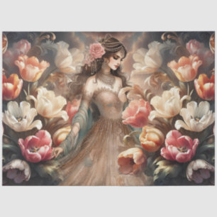 Papier Mousseline Luxueuse Beauté Ethérée & Flore De Style Baroque