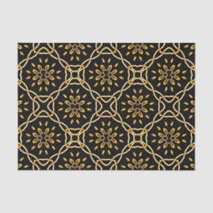 Papier Mousseline Luxueux Gold Black Marocain Arabesque Motif