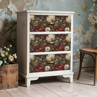 Papier Mousseline Luxury Christmas Red and Winter White Floral