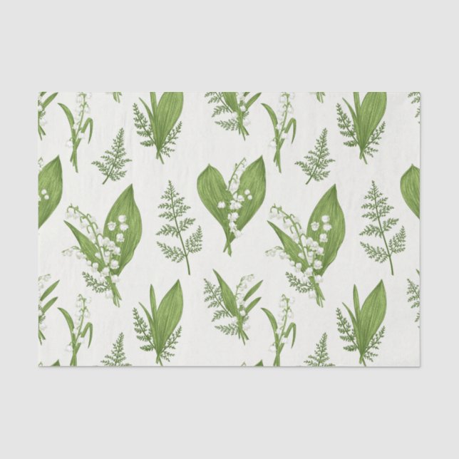 Papier Mousseline Lys de la Vallée Fleurs et Botanique Feuille (Recto)