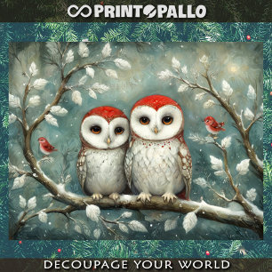 Papier Mousseline M. et Mme Barn Owls en temps de Noël en hiver