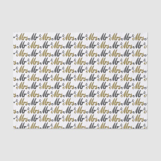 Papier Mousseline M. et Mme Tuxedo Mariage d'étincelle d'or (Recto)