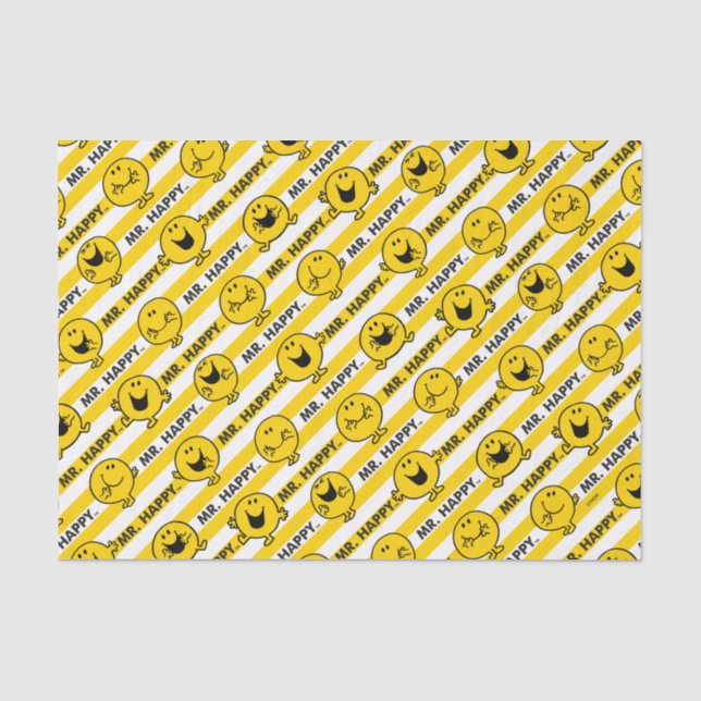 Papier Mousseline M. Happy | Motif de rayures jaunes (Recto)