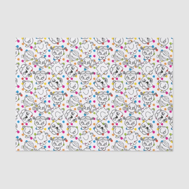 Papier Mousseline M. Men & Little Miss | Motif Pois arc-en-ciel (Recto)