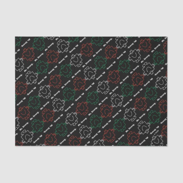 Papier Mousseline M. Strong | Motif rouge, blanc et vert (Recto)