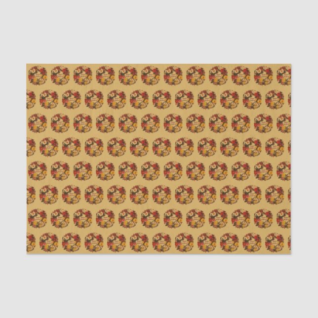 Papier Mousseline Mabon Automne Equinox Wreath on Fall Gold (Recto)
