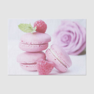 Papier Mousseline Macarons framboises roses Pâtisserie française Pho
