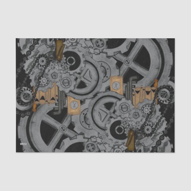 Papier Mousseline Machinerie Steampunk (couleur complète) (Recto)