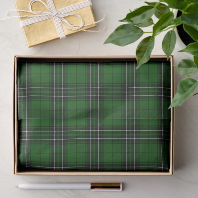 Papier Mousseline MacLean Tartan vert et noir plaid (Cadeau)