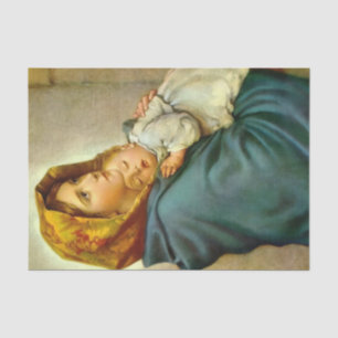 Papier Mousseline Madonna & Enfant traditionnel Noël religieux