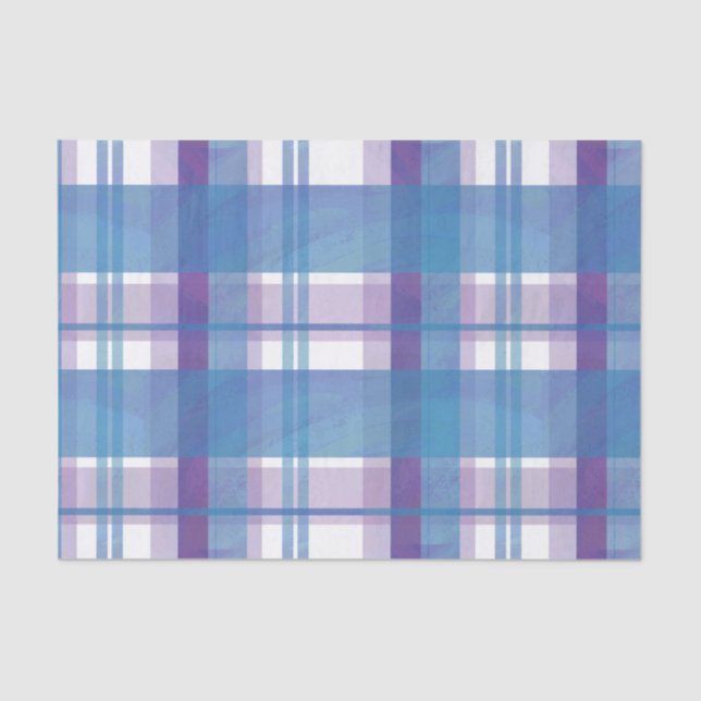 Papier Mousseline Madras Plaid Blue et Purple (Recto)