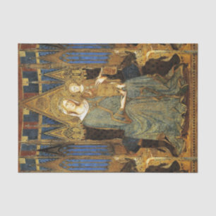 Papier Mousseline MAESTA, VIERGE AVEC ENFANT, Jaune d'or bleu