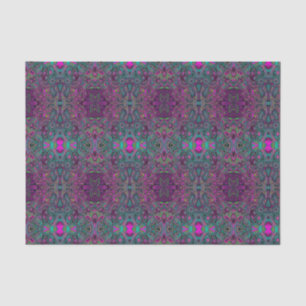 Papier Mousseline Magenta Abstrait et Motif Super Turquoise