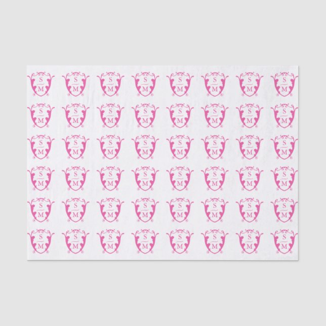 Papier Mousseline Magenta de papier de monogramme de crête (Recto)