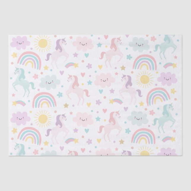 Papier Mousseline Magic Pastel Unicorn Rainbow Birthday Party (Recto)