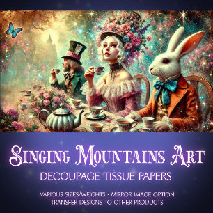 Papier Mousseline Magic Tea Party Mad Hatter et Alice Decoupage