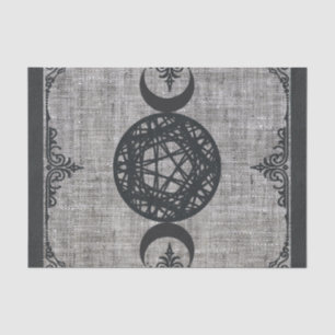 Papier Mousseline Magie noire triple lune pentagramme vintage Wiccan