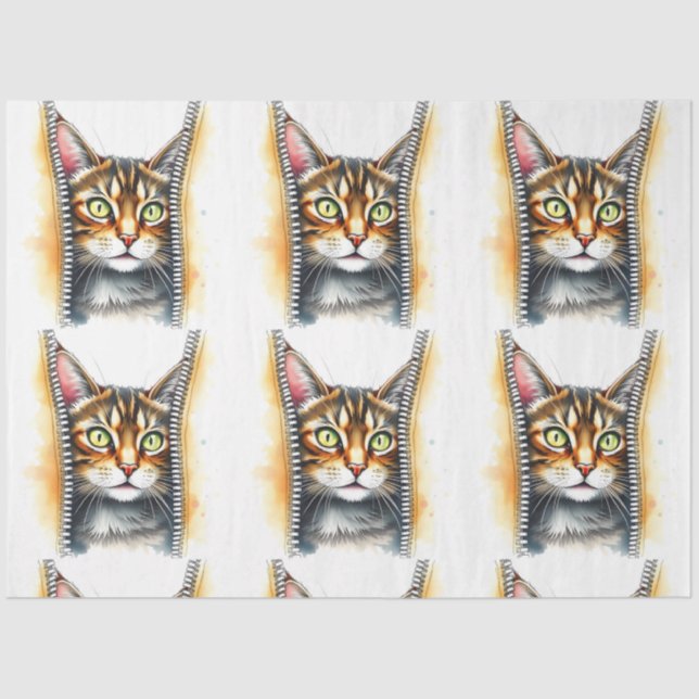 Papier Mousseline Magnifique Aquarelle Populaire Collection de chats (Recto)