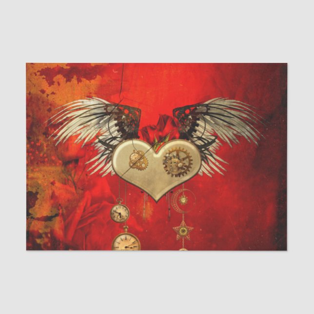 Papier Mousseline Magnifique coeur steampunk (Recto)