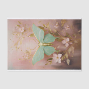 Papier Mousseline Magnifique Luna Moth dorée sur Rose Dusty, Formati