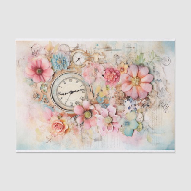 Papier Mousseline Magnifique média mixte en rose et blues doux (Recto)