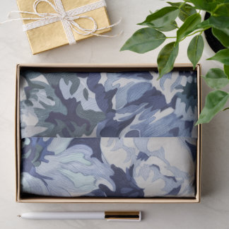Papier Mousseline Magnifique motif floral aux teintes bleues