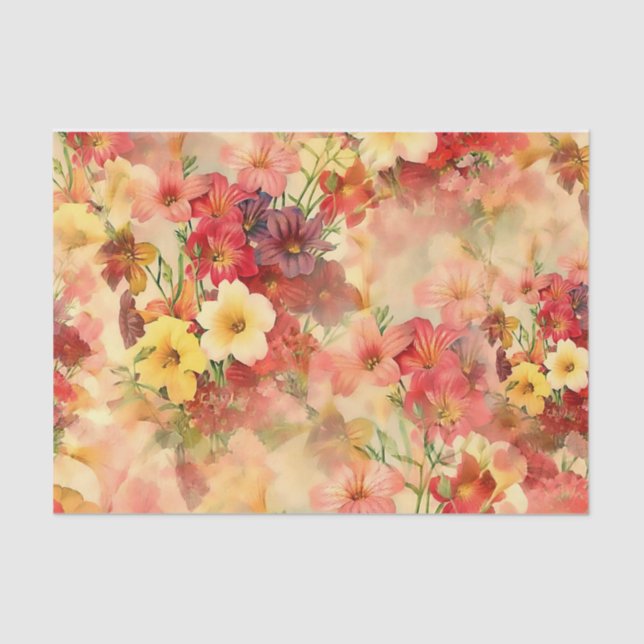 Papier Mousseline Magnifique tableau de fleurs papier de tissus (Recto)
