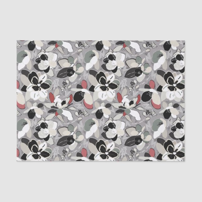 Papier Mousseline Magnolia d'hiver gris noir (Recto)