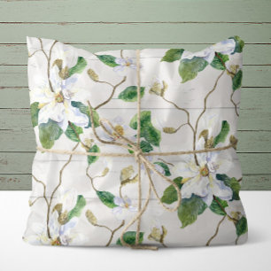 Papier Mousseline Magnolia Floral Farmhouse Bois Verdure Découpage