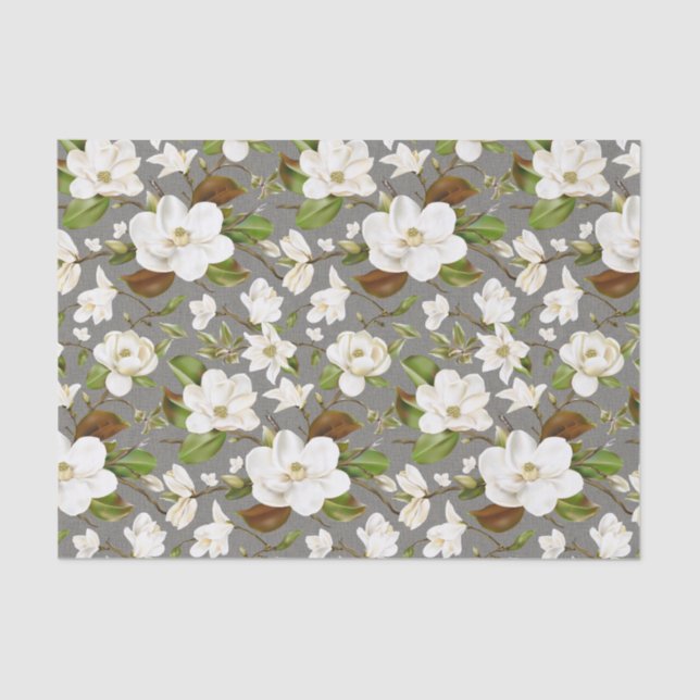 Papier Mousseline Magnolia Floral Mariage (Recto)