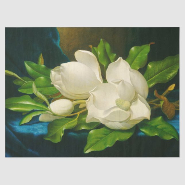 Papier Mousseline Magnolias géant sur le Découpage en tissu de velou (Recto)