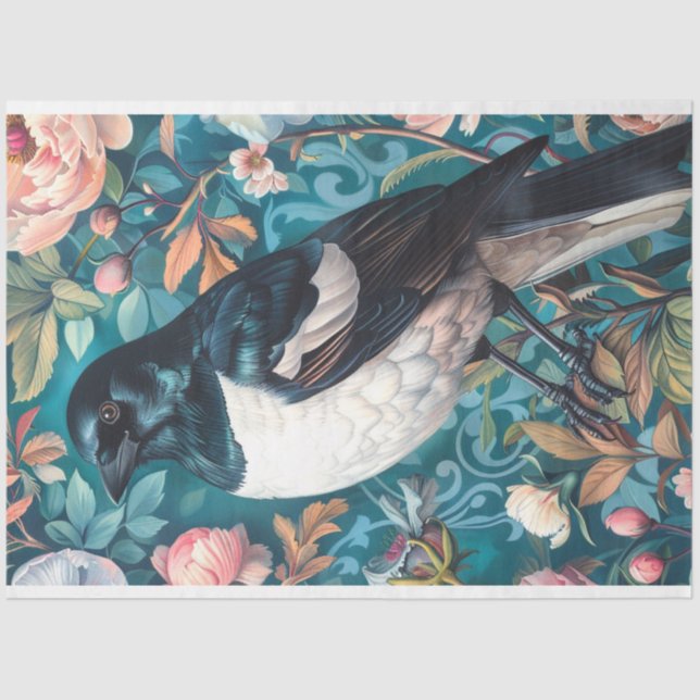 Papier Mousseline Magpie Elégance Florale arrière-plan Découpage (Recto)