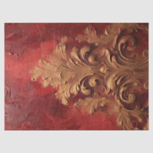 Papier Mousseline Maille d'or rétro ornements victoriens bordeaux ro