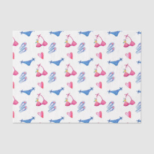 Papier Mousseline Maillot de bain rose et tongs (modèle 72 série ros