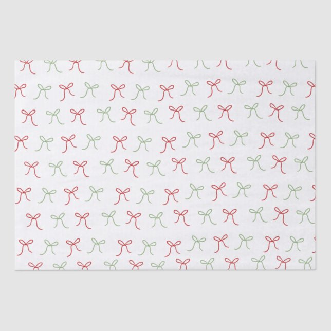 Papier Mousseline Main fanée blanc vaches rouge et vert Noël (Recto)