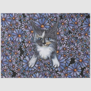 Papier Mousseline Maine Coon Dilute Calico Cat Purple Daisy