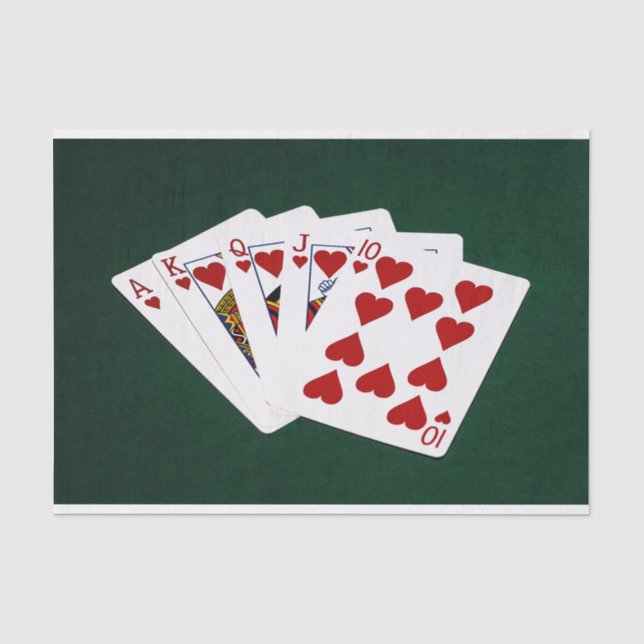 Papier Mousseline Mains de poker - Brosse royale - Coeur (Recto)