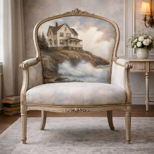 Papier Mousseline Maison aux Falaises Blanches en Mer Decoupage