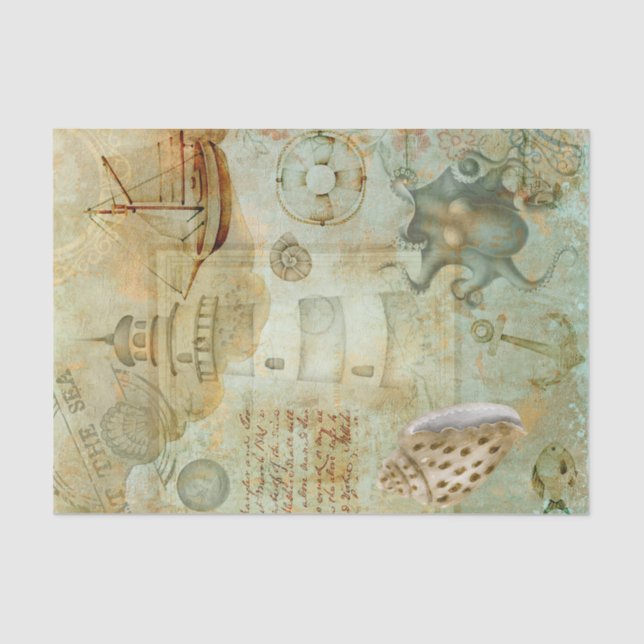 Papier Mousseline Maison de lumière nautique Ocean Ship SeaShell Dec (Recto)