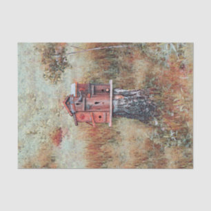 Papier Mousseline Maison d'oiseau dans le style vintage brun rouille