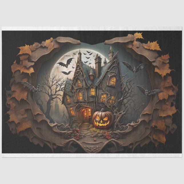 Papier Mousseline Maison éffrayante - Halloween (Recto)