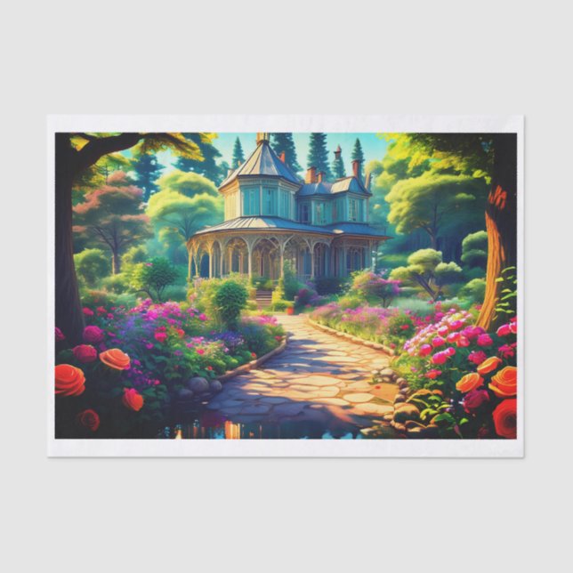 Papier Mousseline Maison victorienne dans les Bois (Recto)