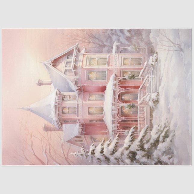 Papier Mousseline Maison victorienne d'hiver (Recto)