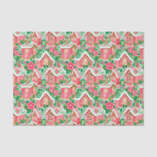 Papier Mousseline Maisons en pain d'épice de Noël rouge et vert Prep