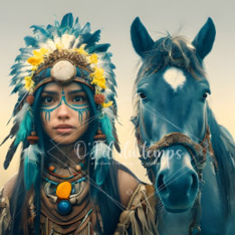 Papier Mousseline  Majestic Horse And Young Native Woman