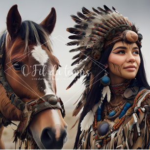 Papier Mousseline  Majestic Horse And Young Native Woman