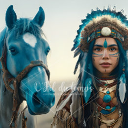 Papier Mousseline  Majestic Horse And Young Native Woman