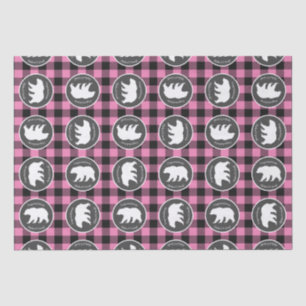 Papier Mousseline Mama Bear Baby shower Woodland Lodge Girl Pink