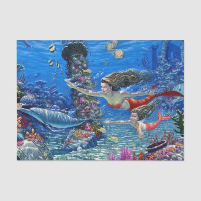 Papier Mousseline maman et bébé mermaid (Recto)