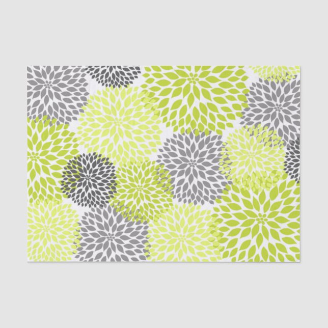 Papier Mousseline Mamans grises vertes Chartreuse de dahlias (Recto)